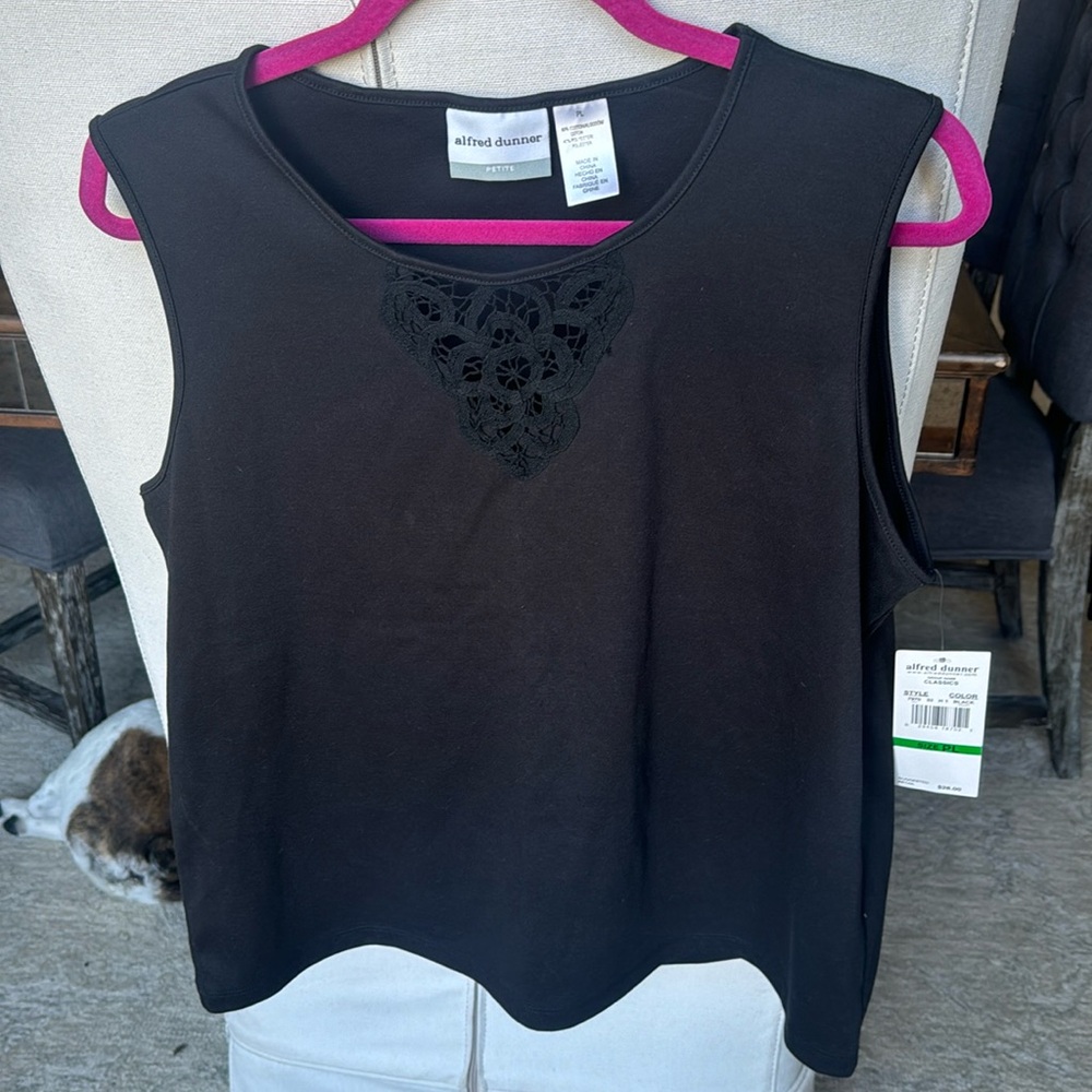 Alfred Dunner black tank NWT size Petite Large